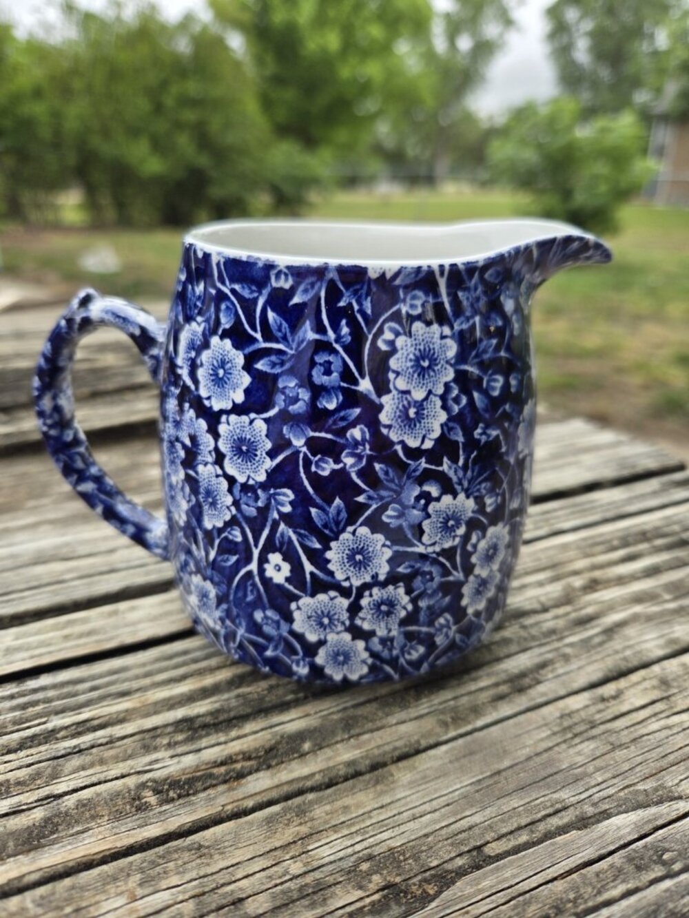 Vintage Cobalt Blue Floral Calico Crownford Creamer Jug Staffordshire England - Picture 6 of 12